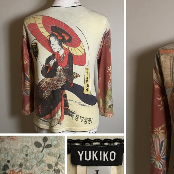 🎨 Vintage Yukiko Imperial Art Print Top – Made in U.S.A. – Size L 🎨 - Picture 3 of 15
